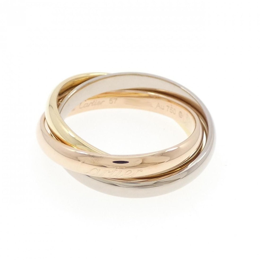 Cartier Trinity Ring: --- Catalog ---Category: SizeWeight: 10.7g / 0.37oz.JP Size: 16.5US Size: 8Category: DesignType: Band ringGender: WomenMaterial: Pink gold (18K), White gold (18K), Yellow gold (18K)Category: