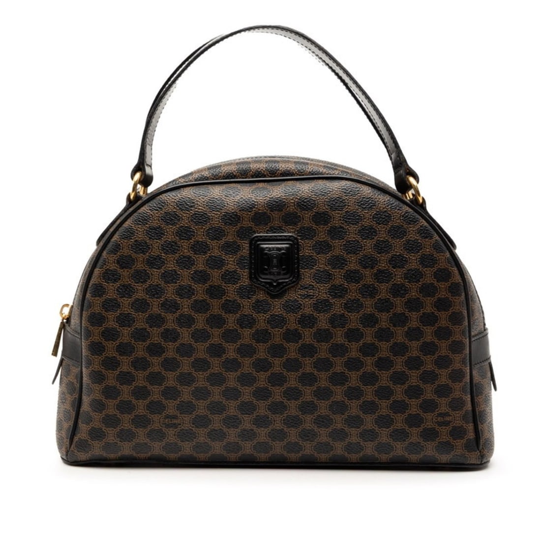 Celine Macadam handbag, black and brown leather, for women.: --- Catalog ---Category: SizeSize (HxWxD): 19.5cm x 29cm x 10cm / 7.67'' x 11.41'' x 3.93''Category: DesignType: HandbagColor: Black, BrownGender: WomenMaterial: PVC , Leather Category: GeneralBrand: