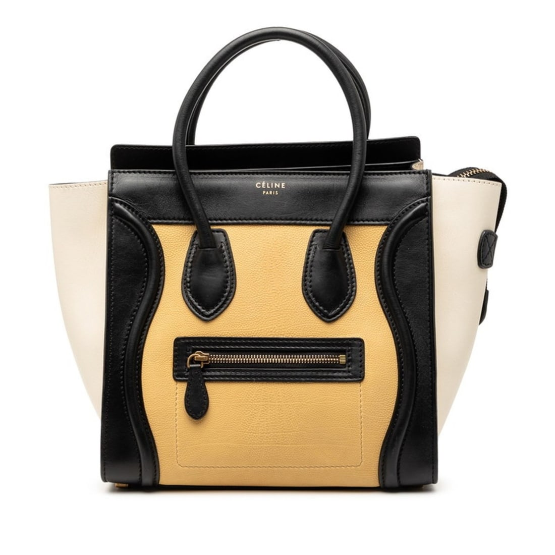 Celine Luggage Micro Shopper Handbag Tote Bag Black Beige Ivory Leather Women's CELINE: --- Catalog ---Category: SizeSize (HxWxD): 27cm x 27cm x 13cm / 10.62'' x 10.62'' x 5.11''Category: DesignType: Handbag, Tote bagColor: Beige, Black, IvoryGender: WomenMaterial: Leather Category:
