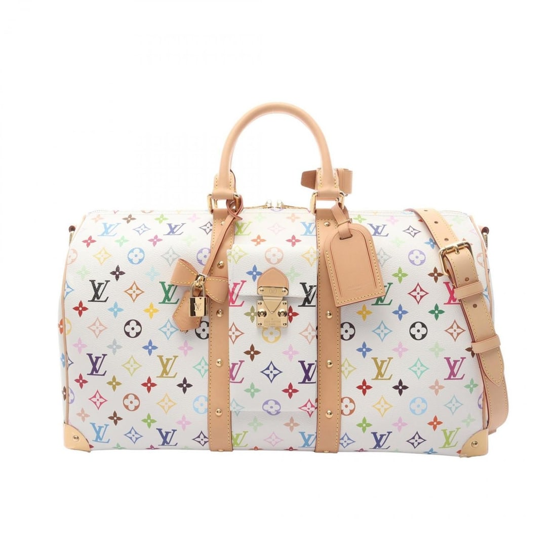Louis Vuitton LV x TM Keepall Bandoulière 45 Boston Bag Handbag Coated Canvas Leather Monogram: --- Catalog ---Category: SizeSize (HxWxD): 26cm x 46cm x 20cm / 10.23'' x 18.11'' x 7.87''Category: DesignType: Boston bag, HandbagColor: Multi-color, WhiteGender: Men,WomenMaterial: Coated canvas , L