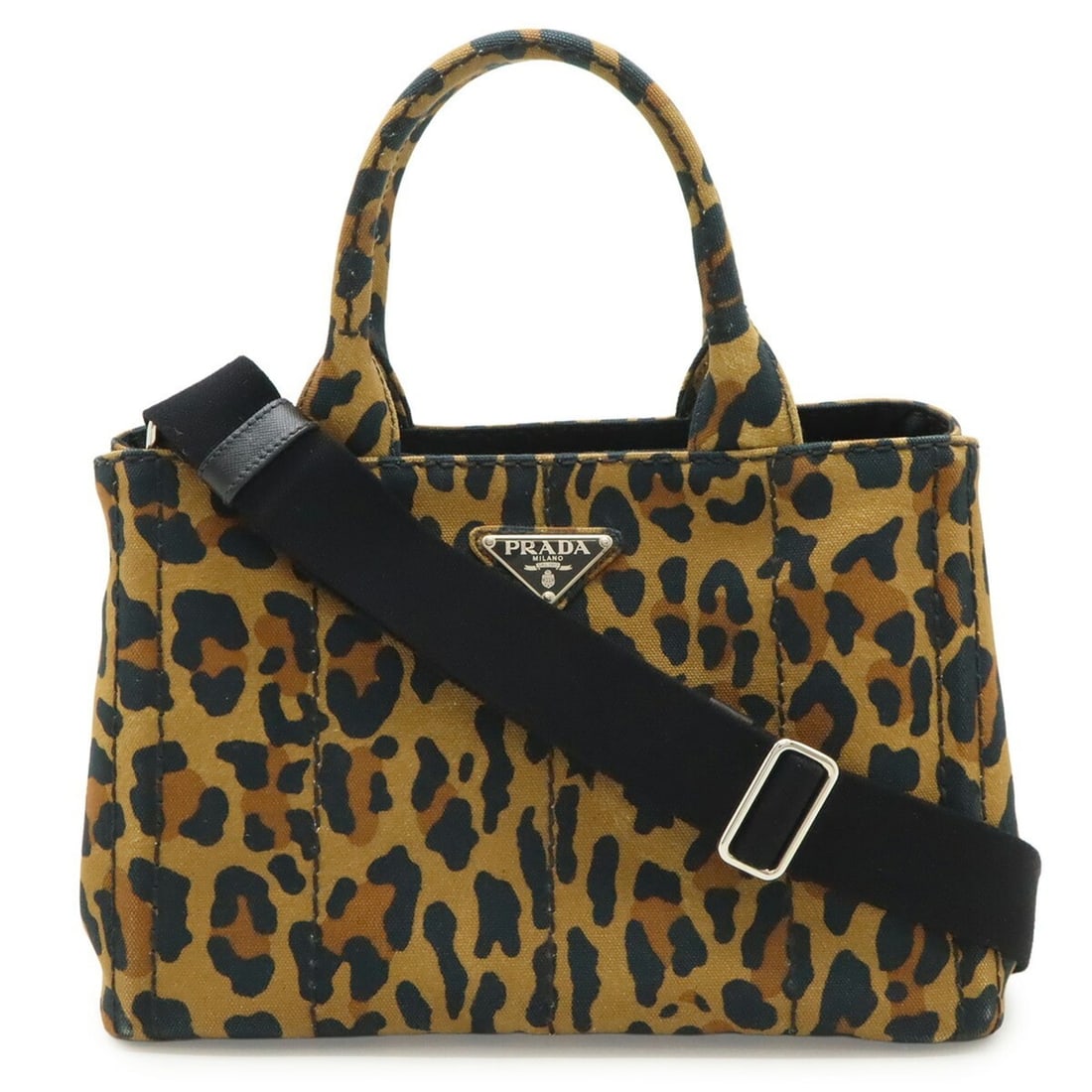 PRADA Canapa Tote Bag, Handbag, Shoulder Canvas, Leopard Print, Brown Multicolor 1BG439: --- Catalog ---Category: SizeSize (HxWxD): 19cm x 27.5cm x 15cm / 7.48'' x 10.82'' x 5.9''Category: DesignType: Handbag, Tote bagColor: Brown, Multi-colorGender: WomenMaterial: Canapa Category: Genera