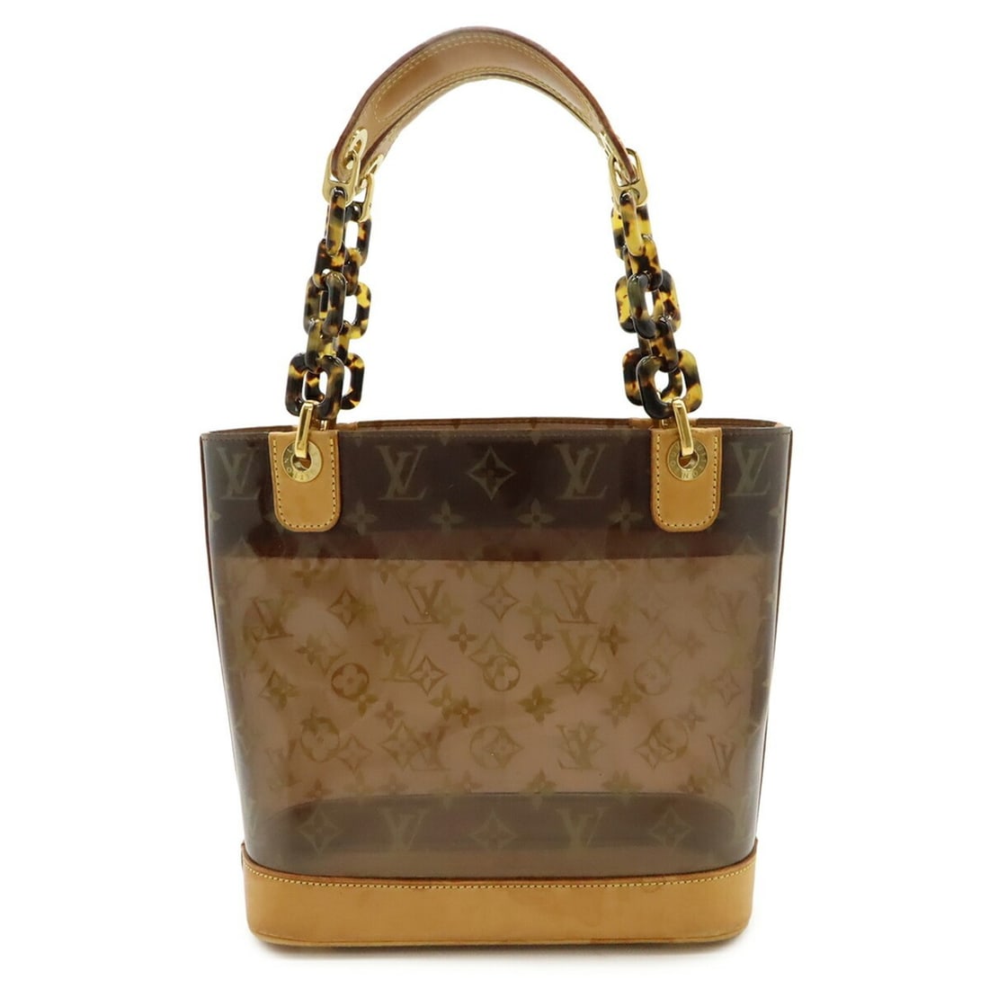 LOUIS VUITTON Louis Vuitton Monogram Vinyl Cabas Ambre PM Tote Bag Shoulder Plastic Chain Brown: --- Catalog ---Category: SizeSize (HxWxD): 23.5cm x 23.5cm x 10.5cm / 9.25'' x 9.25'' x 4.13''Category: DesignType: Handbag, Pouch, Tote bagColor: Brown, Clear, Monogram VinylGender: WomenMaterial: