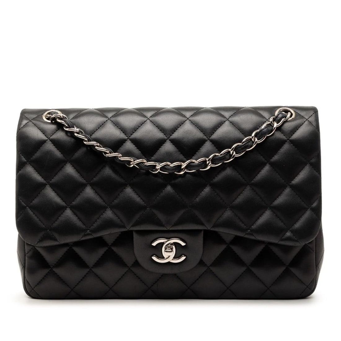 Chanel Matelassé Coco Mark Double Flap Chain Shoulder Bag, Black Lambskin, Women's CHANEL: --- Catalog ---Category: SizeSize (HxWxD): 19.5cm x 29.5cm x 8.5cm / 7.67'' x 11.61'' x 3.34''Category: DesignType: Shoulder bagColor: BlackGender: WomenMaterial: Leather Category: GeneralBrand: