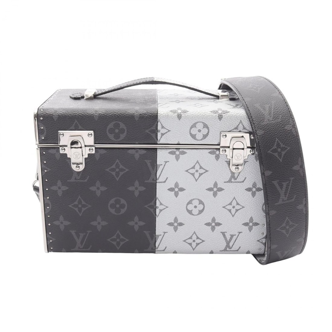 Louis Vuitton Mini Box Trunk Handbag, Coated Canvas, Metal, Monogram Eclipse, Men's, Black/Gray,: --- Catalog ---Category: SizeSize (HxWxD): 16cm x 24.5cm x 12.5cm / 6.29'' x 9.64'' x 4.92''Category: DesignType: HandbagColor: Black, GrayGender: MenMaterial: Coated canvas , Metal Category: GeneralM