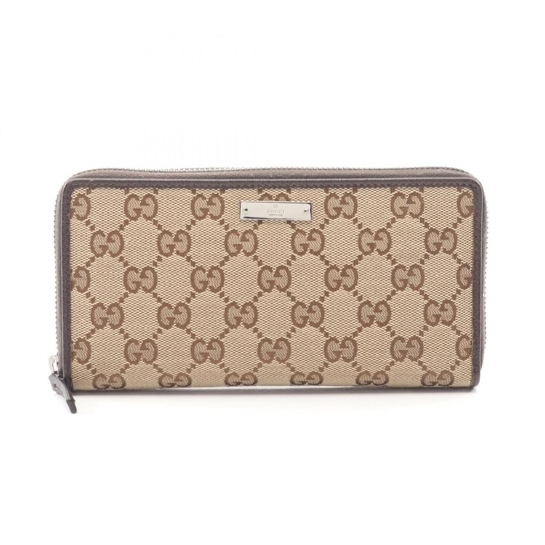 Gucci GG Canvas Round Long Wallet, Leather, Women's, Beige/Brown, 307980 (1 of 10)