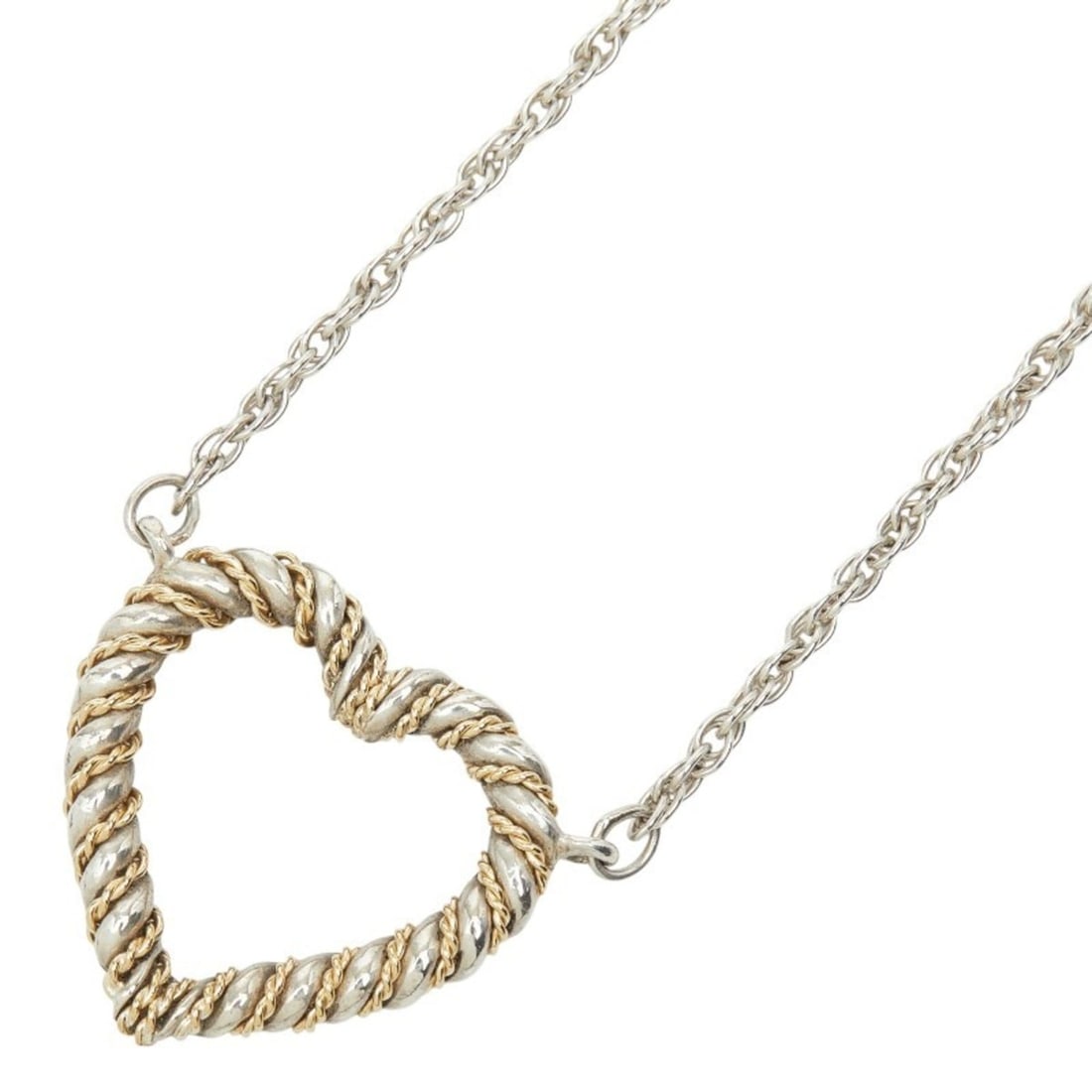 Tiffany & Co. Twist Heart Necklace, Silver Gold (SV925), 18K Yellow Combination, Women's.: --- Catalog ---Category: SizePendant Size: 21.8mm x 21.1mm / 0.85'' x 0.83''Neck Circumference: 49 cm / 19.29''Category: DesignColor: Gold, SilverGender: WomenMaterial: Silver 925, Yellow gold