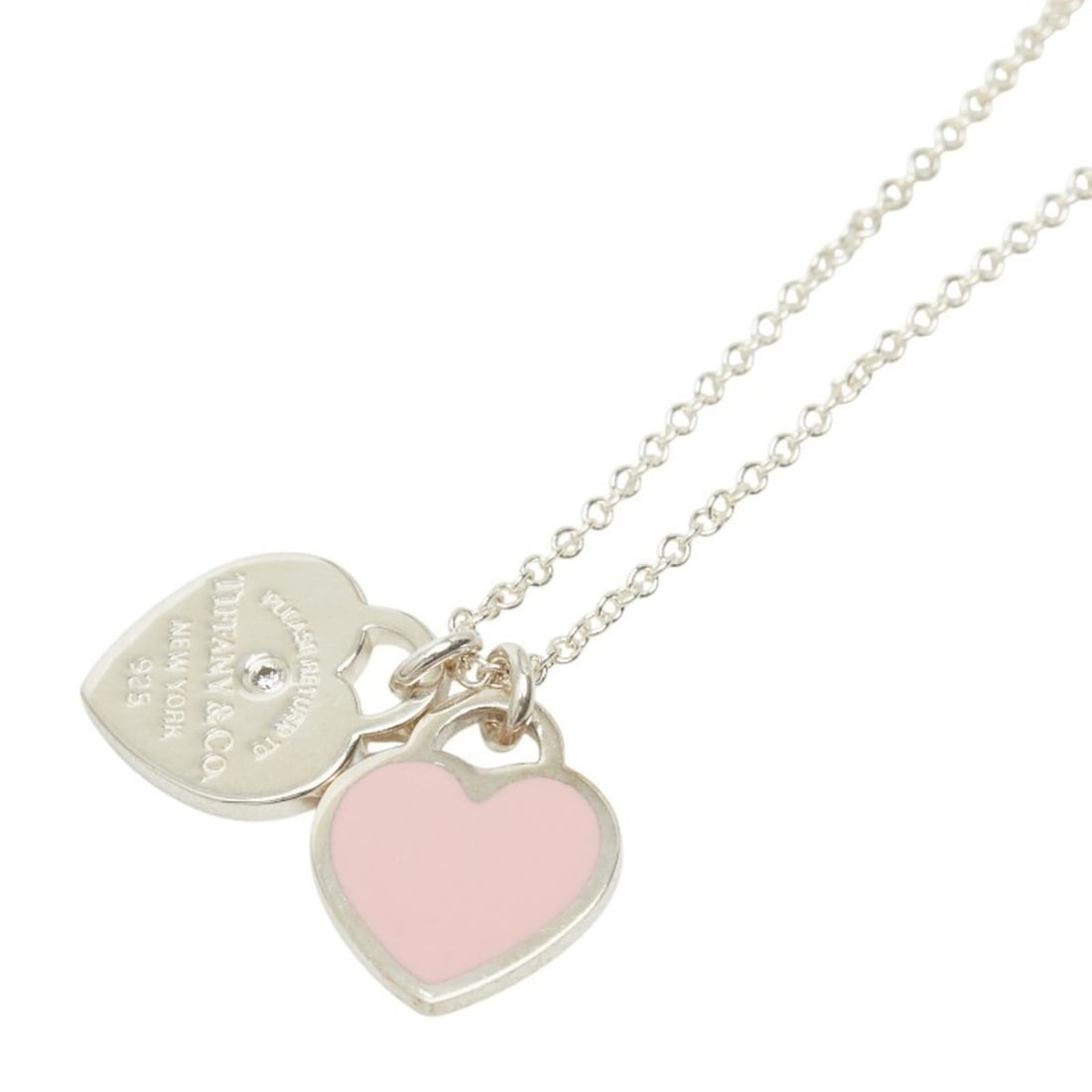 Tiffany & Co. Return to Pink Double Heart Tag Pendant Necklace, SV925 Silver, Women's.: --- Catalog ---Category: SizePendant Size: 9.9mm x 11.8mm / 0.38'' x 0.46''Neck Circumference: 44 cm / 17.32''Category: DesignColor: PinkGender: WomenMaterial: Silver 925Pendant Type: PendantNecklace