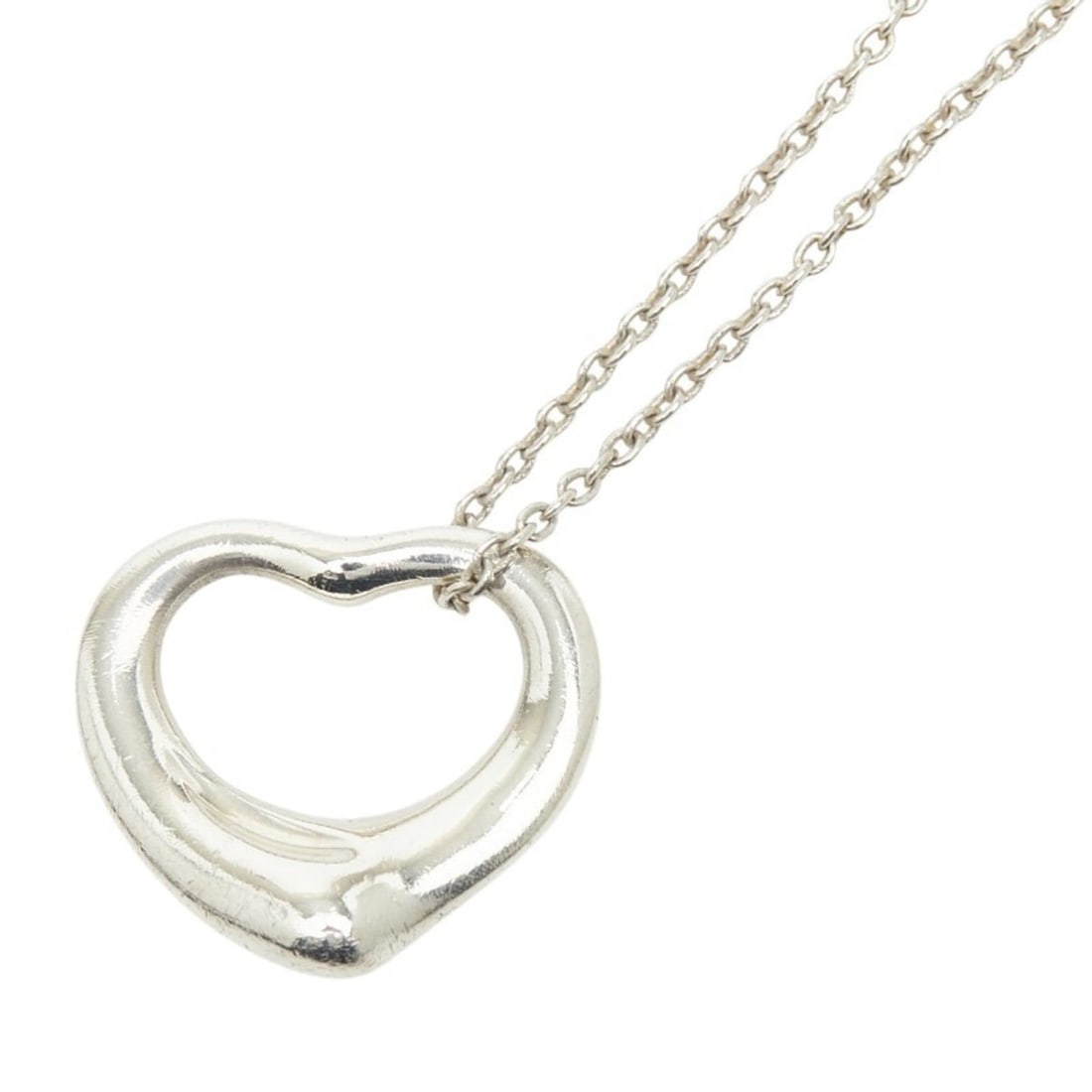 Tiffany & Co. Open Heart Pendant Necklace, SV925 Silver, Women's.: --- Catalog ---Category: SizePendant Size: 15.3mm x 14mm / 0.6'' x 0.55''Neck Circumference: 41 cm / 16.14''Category: DesignColor: SilverGender: WomenMaterial: Silver 925Necklace Type: Pendant
