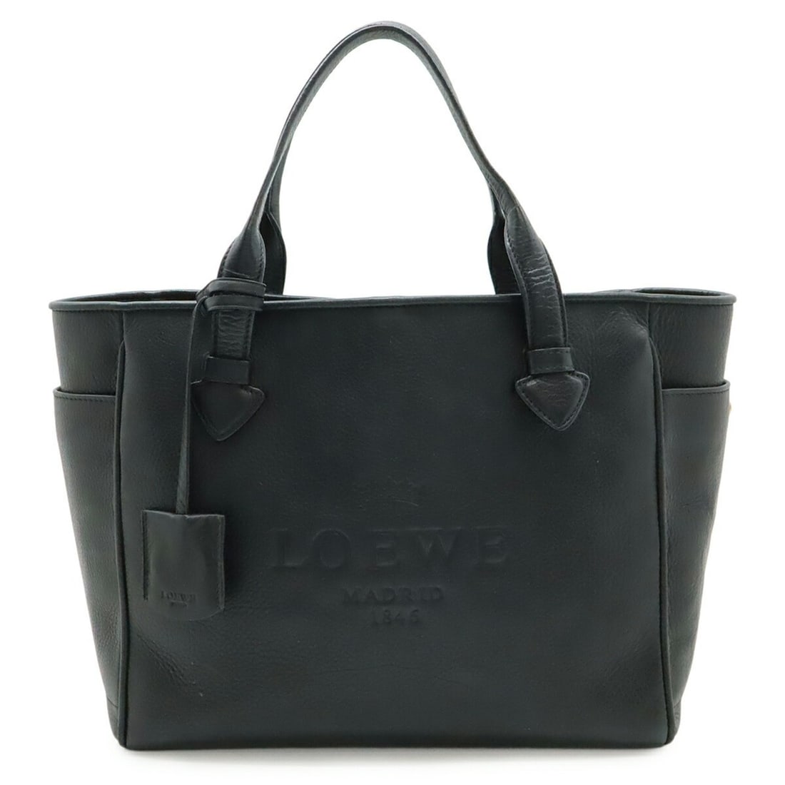 LOEWE Heritage Small Tote Handbag, Leather, Black, 377.79.751: --- Catalog ---Category: SizeSize (HxWxD): 24cm x 29cm x 13cm / 9.44'' x 11.41'' x 5.11''Category: DesignType: Handbag, Tote bagColor: BlackGender: WomenMaterial: Leather Category: GeneralMPN: