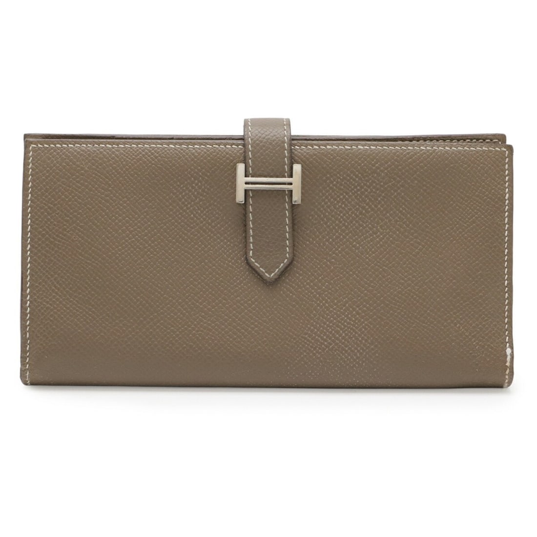 HERMES Bearn Soufflé Bi-fold Long Wallet, Veau Epsom Leather, Etoupe Beige, ?N Stamp: --- Catalog ---Category: SizeSize (HxWxD): 9cm x 17.5cm / 3.54'' x 6.88''Category: DesignType: Long wallet (bi-fold)Color: Beige, Etoupe grayGender: WomenMaterial: Epsom leather Category: GeneralBrand