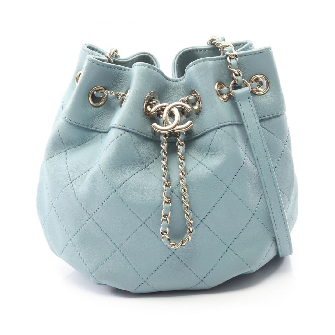 Chanel Matelassé Drawstring Shoulder Bag/Handbag, Lambskin Leather, Women's, Green: --- Catalog ---Category: SizeSize (HxWxD): 19cm x 22cm x 13cm / 7.48'' x 8.66'' x 5.11''Category: DesignType: Handbag, Shoulder bagColor: GreenGender: WomenMaterial: Leather Leather/Fur Type: Lambskin