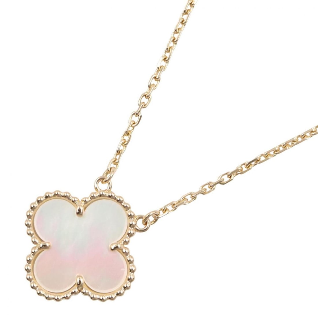 Van Cleef & Arpels Vintage Alhambra Necklace, Mother of Pearl 18K (Yellow Gold), Women's, Gold/White: --- Catalog ---Category: SizePendant Size: 15mm x 15mm / 0.59'' x 0.59''Neck Circumference: 37 cm - 41.5 cm / 14.56'' - 16.33''Category: DesignColor: Yellow goldStone: Mother of pearlGender: