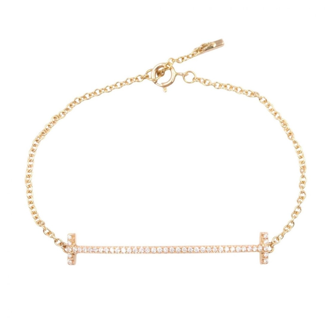 Tiffany & Co. T Smile Diamond Bracelet - 18K Pink Gold (PG) Women's Tone Clear: --- Catalog ---Category: SizeLength: 15cm / 5.9''Category: DesignType: Charm braceletColor: Pink goldStone: DiamondGender: WomenMaterial: Pink gold (18K)Category: GeneralBrand: Tiffany--- Item List