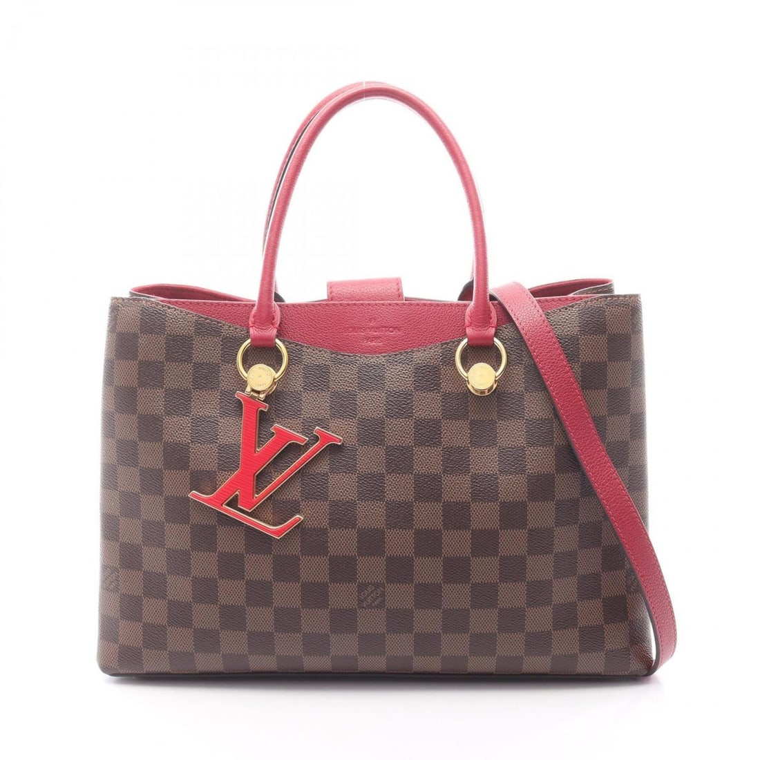 Louis Vuitton LV Riverside Handbag, Coated Canvas and Leather, Damier Pattern, Women's,: --- Catalog ---Category: SizeSize (HxWxD): 24cm x 33cm x 12cm / 9.44'' x 12.99'' x 4.72''Category: DesignType: HandbagColor: Bordeaux, Brown, Damier Canvas, EbeneGender: WomenMaterial: Coated canvas