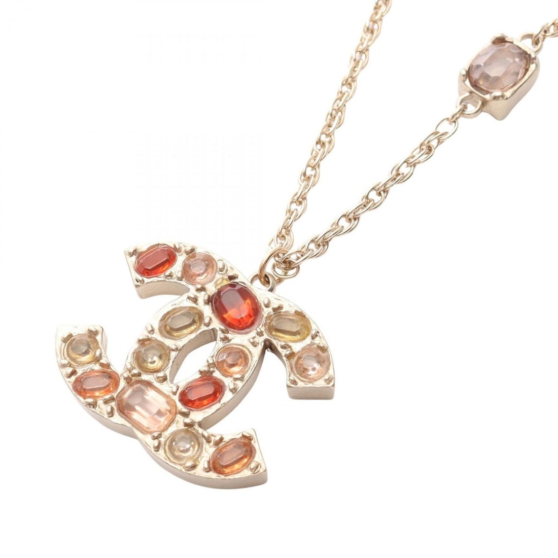Chanel Coco Mark Necklace Jewelry GP (Gold Plated) Crystal Women's Gold Tones Pink Red: --- Catalog ---Category: SizePendant Size: 28mm x 37mm / 1.1'' x 1.45''Neck Circumference: 80 cm / 31.49''Category: DesignColor: Gold, Pink, Red colorGender: WomenMaterial: Gold platingNecklace Type: