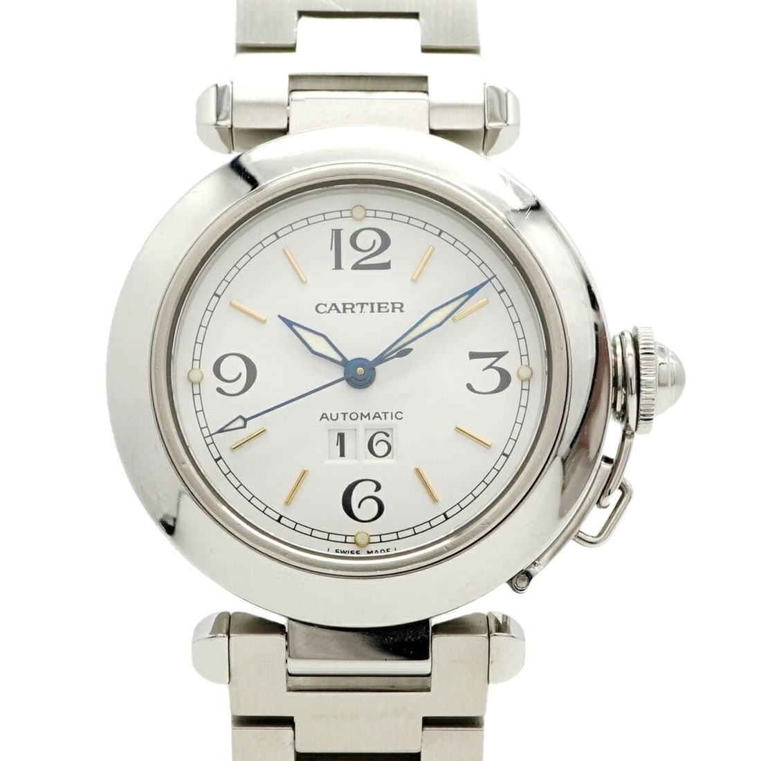 Cartier Pasha C W31044M7 White Dial Watch for Men and Women: --- Catalog ---Category: SizeWrist Size: 15cm / 5.9''Case Diameter: 35.6mm / 1.4''Category: DesignType: WristwatchGender: Men,WomenColor (Dial): WhiteMaterial (Band): Stainless steelCategory: GeneralM