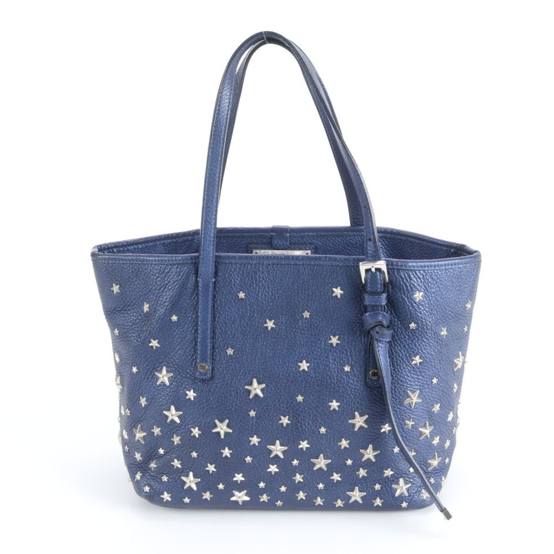 Jimmy Choo Sasha Star Studded Leather Handbag Tote Bag with Hologram Sticker for Women: --- Catalog ---Category: SizeSize (HxWxD): 19cm x 24cm x 14cm / 7.48'' x 9.44'' x 5.51''Category: DesignType: Handbag, Tote bagColor: BlueGender: WomenMaterial: Leather Category: GeneralBrand: Jimmy C
