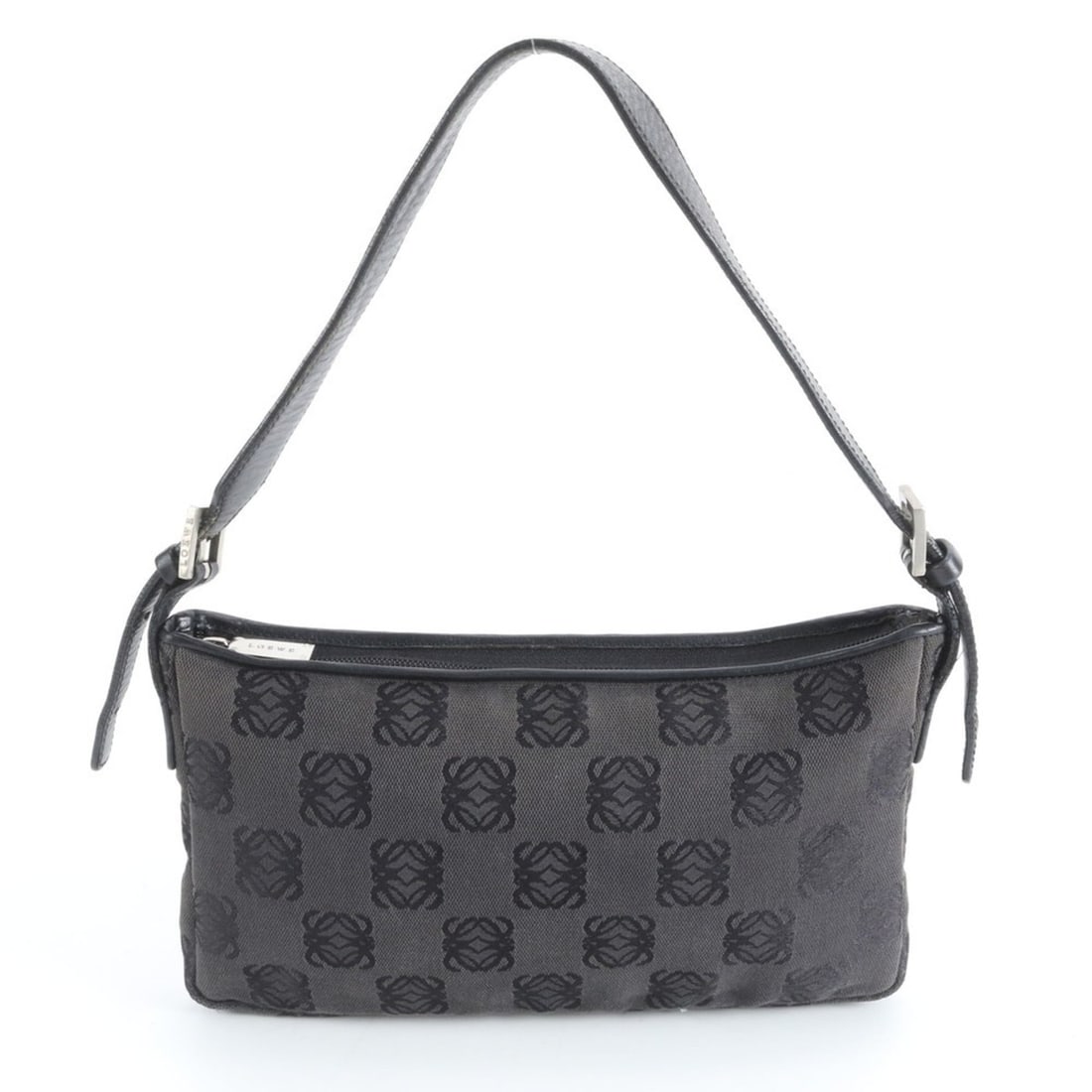 Loewe Anagram Repeat Leather x Canvas Shoulder Bag Handbag Black Women's: --- Catalog ---Category: SizeSize (HxWxD): 15cm x 26cm x 2cm / 5.9'' x 10.23'' x 0.78''Category: DesignType: Handbag, Shoulder bagColor: BlackGender: WomenMaterial: Leather , Canvas Category: GeneralB