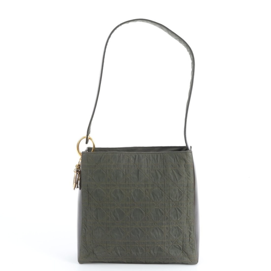 Christian Dior Cannage Khaki Leather Nylon One-Shoulder Bag Handbag Brand Women's: --- Catalog ---Category: SizeSize (HxWxD): 24cm x 26cm x 9cm / 9.44'' x 10.23'' x 3.54''Category: DesignType: Handbag, Shoulder bagColor: Brown, KhakiGender: WomenMaterial: Leather , Nylon Category: