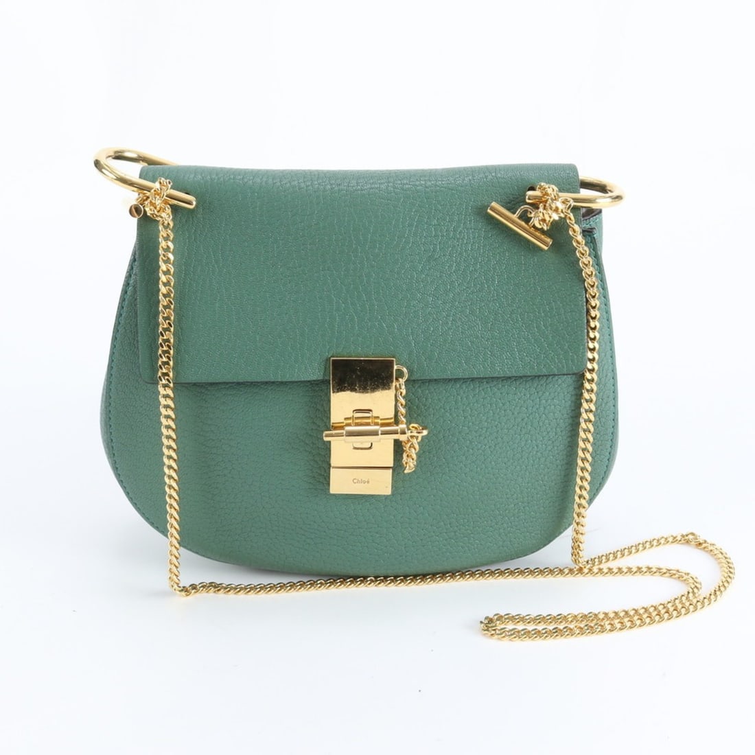 Chloé Chloe Drew Chain Leather Shoulder Bag Crossbody Gold Hardware Tote for Women: --- Catalog ---Category: SizeSize (HxWxD): 19cm x 23cm x 7cm / 7.48'' x 9.05'' x 2.75''Category: DesignType: Shoulder bag, Tote bagColor: GreenGender: WomenMaterial: Leather Category: GeneralBrand: Ch