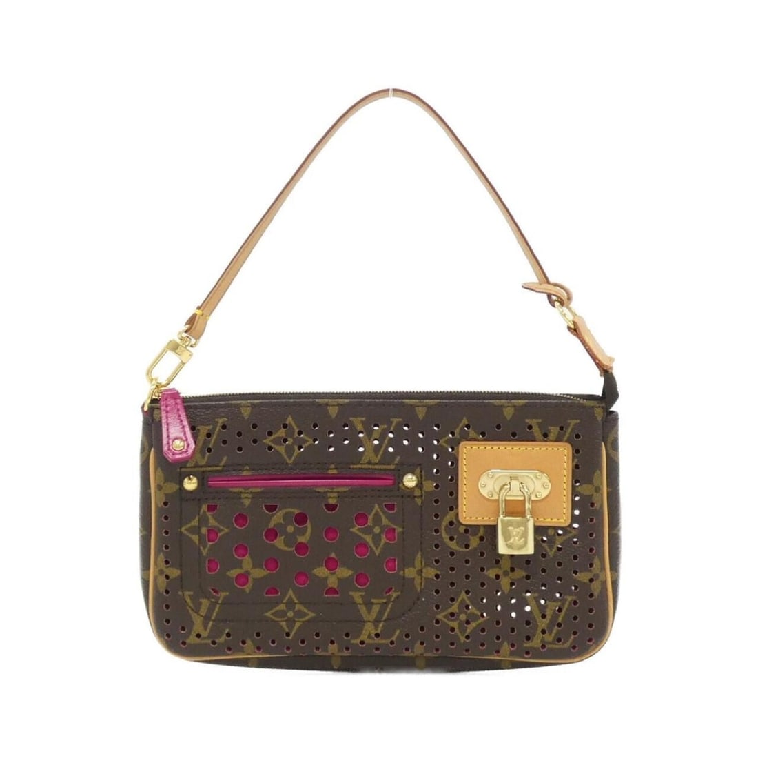 Louis Vuitton Monogram Perfo Pochette Accessoires M95183 Accessory Pouch: --- Catalog ---Category: SizeWeight: 210g / 7.4oz.Size (HxWxD): 13cm x 21cm x 4.5cm / 5.11'' x 8.26'' x 1.77''Strap Length: 36cm / 14.17''Category: DesignType: Handbag, Pochette, PouchColor: Fuchsia,