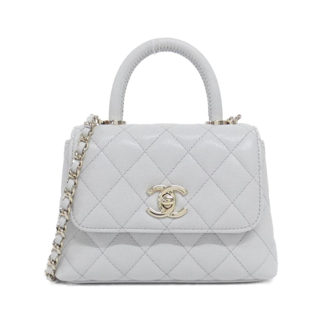 Chanel AP4244 Handbag, Clutch, Shoulder Bag: --- Catalog ---Category: SizeSize (HxWxD): 12cm x 16cm x 5cm / 4.72'' x 6.29'' x 1.96''Category: DesignType: Handbag, Shoulder bagColor: Light grayGender: WomenMaterial: Grained Calfskin Hardware