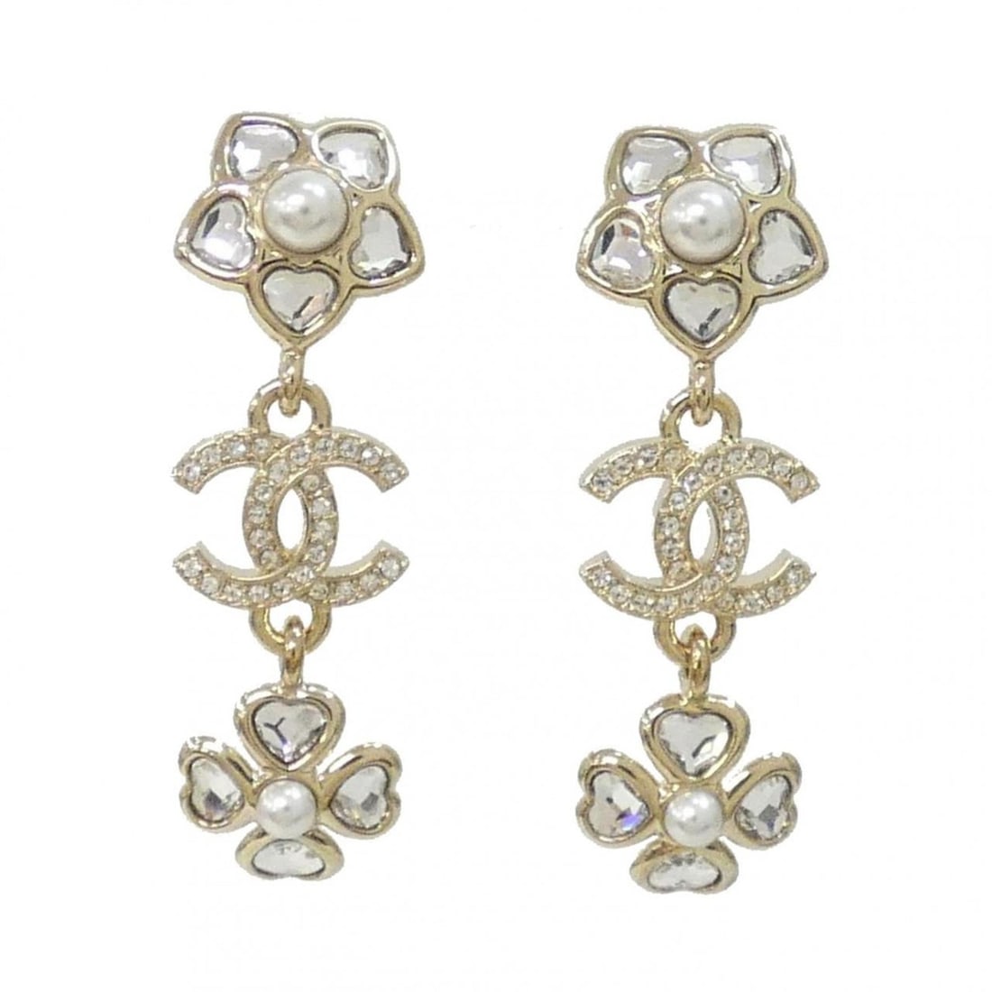 Chanel ABG279 Earrings: --- Catalog ---Category: SizeSize (HxWxD): 40.00mm x 13.00mm / 1.57'' x 0.51''Category: DesignType: Stud earringsColor: Gold, WhiteStone: CrystalGender: WomenCategory: GeneralBrand: Chanel--- Item Lis