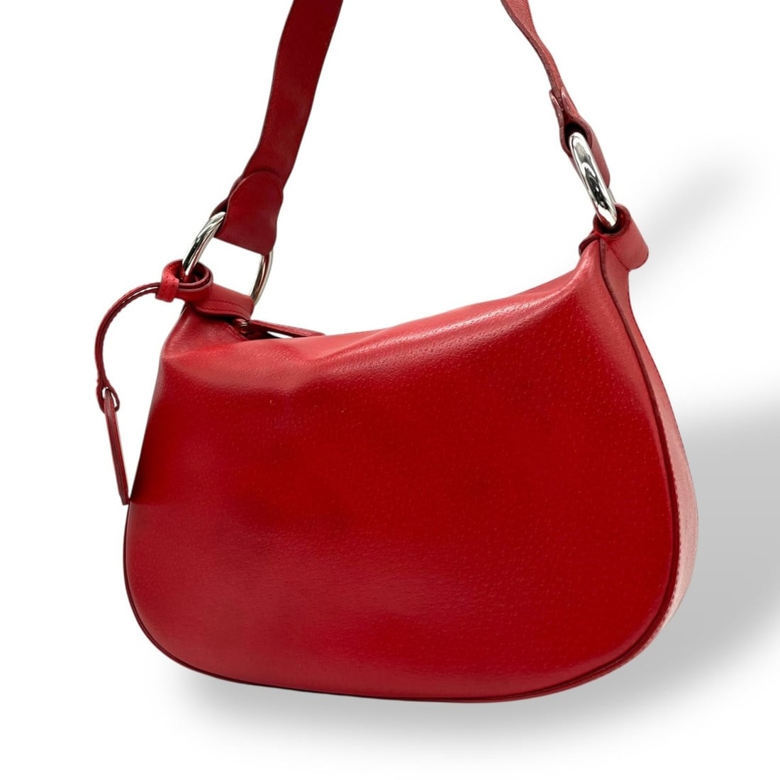 GUCCI Leather Shoulder Bag, Red, Silver Hardware, 0012058, Crossbody, Women's, D6 (1 of 20)