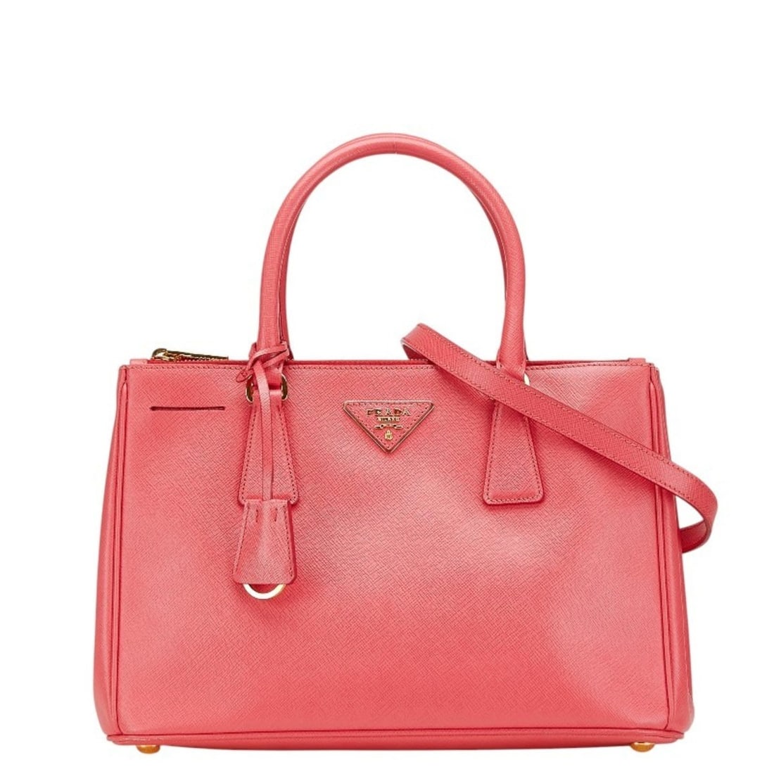 Prada Galleria Triangle Logo Plate Handbag/Shoulder Bag 2WAY BN1801 Pink Saffiano Leather Women's (1 of 13)