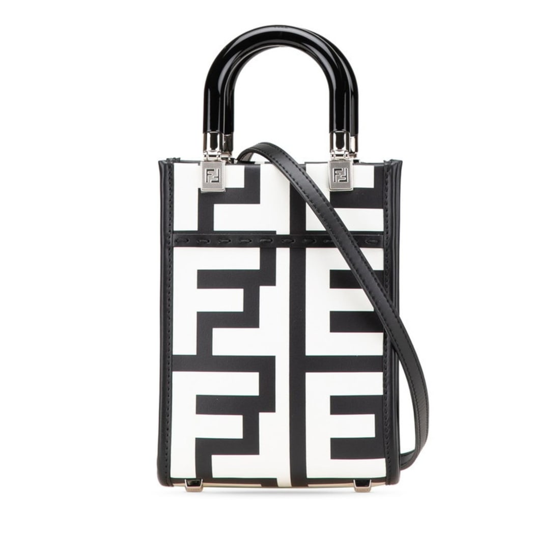 Fendi x Marc Jacobs Sunshine Shopper Small Handbag Shoulder Bag 2-Way Black White Leather Women's: --- Catalog ---Category: SizeSize (HxWxD): 17.5cm x 13.5cm x 5cm / 6.88'' x 5.31'' x 1.96''Category: DesignType: Handbag, Shoulder bagColor: Black, WhiteGender: WomenMaterial: Leather Category: Genera