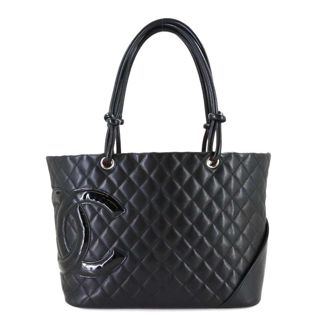 Chanel Cambon Line Large Tote Handbag, Leather Enamel Black A25169: --- Catalog ---Category: SizeSize (HxWxD): 25cm x 41cm x 14.5cm / 9.84'' x 16.14'' x 5.7''Category: DesignType: Handbag, Tote bagColor: BlackGender: WomenMaterial: Cambon ligne Category: GeneralMPN: A