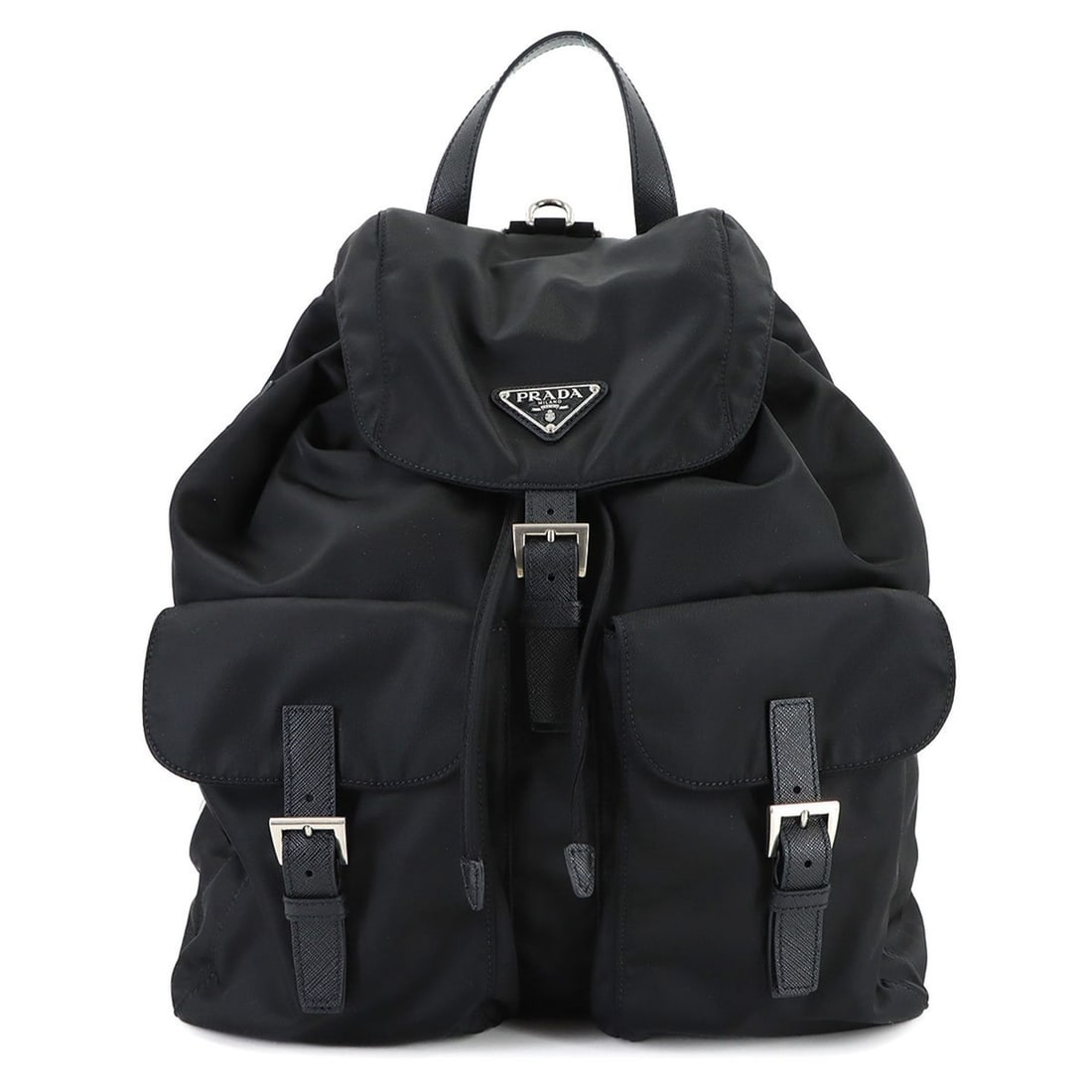 Prada Backpack, Rucksack, Nylon, Saffiano Leather, Nero Black, 2VZ110, Silver Hardware: --- Catalog ---Category: SizeSize (HxWxD): 39cm x 34cm x 14.5cm / 15.35'' x 13.38'' x 5.7''Category: DesignType: BackpackColor: BlackGender: Women,MenMaterial: Nylon , Saffiano Category: GeneralMPN: 2