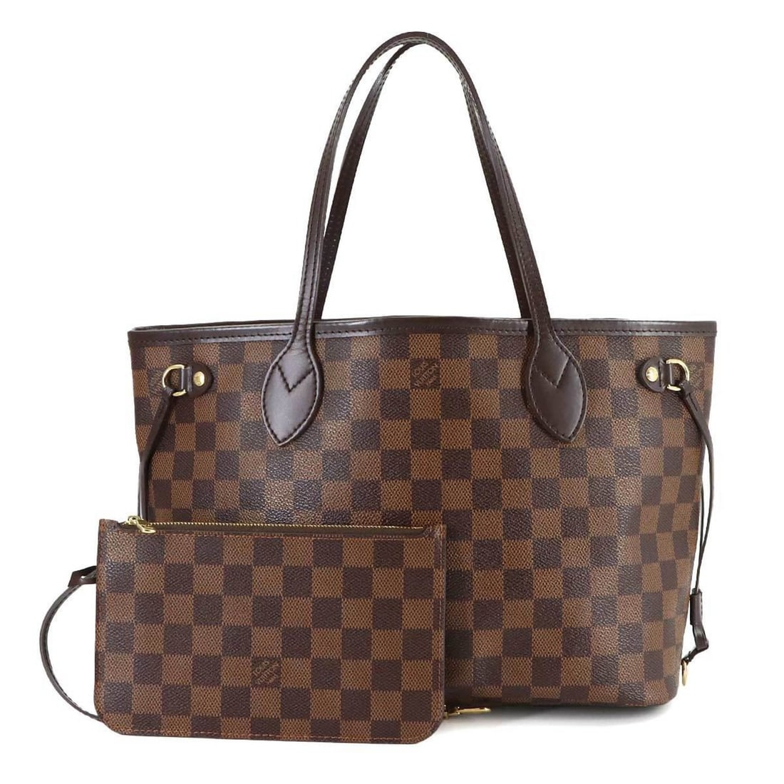 Louis Vuitton Damier Neverfull PM Tote Handbag, Ebene, N41359, Gold Hardware, Brown.: --- Catalog ---Category: SizeSize (HxWxD): 22cm x 37cm x 12.5cm / 8.66'' x 14.56'' x 4.92''Category: DesignType: Handbag, Tote bagColor: Brown, Damier Canvas, EbeneGender: WomenMaterial: Damier Canvas