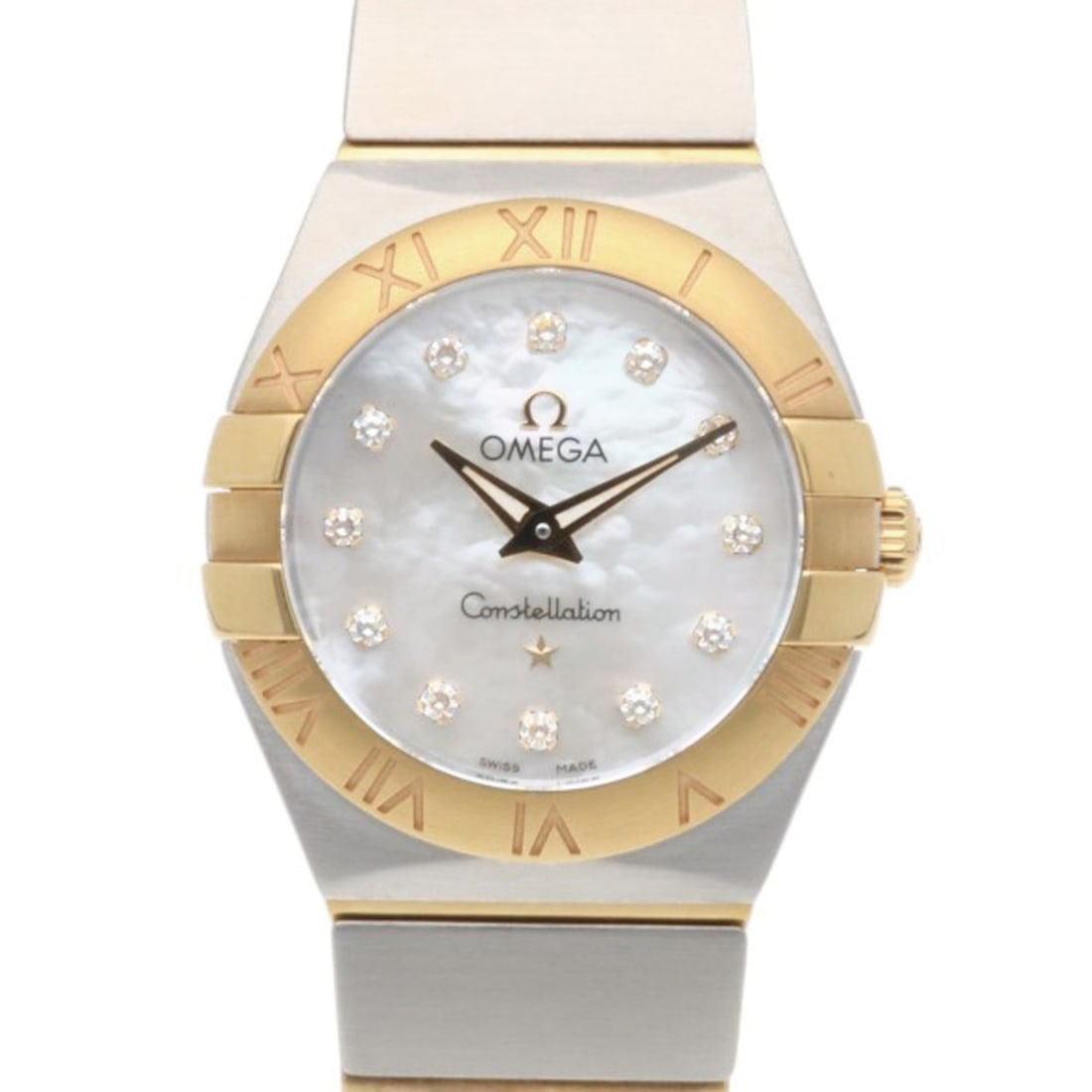 Omega Constellation Watch, Stainless Steel Quartz 92086XXX, Ladies, Pre-owned, 12-Diamond,: --- Catalog ---Category: SizeWrist Size: 16cm / 6.29''Case Diameter: 24.5mm / 0.96''Category: DesignType: WristwatchGender: WomenMaterial (Band): Stainless steel, Yellow gold (18K)Material (Case): Sta