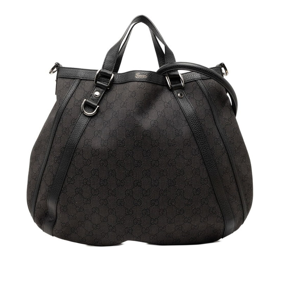Gucci GG Canvas Abbey Tote Bag Shoulder 2WAY D-ring 268641 Black Leather Women's GUCCI (1 of 15)