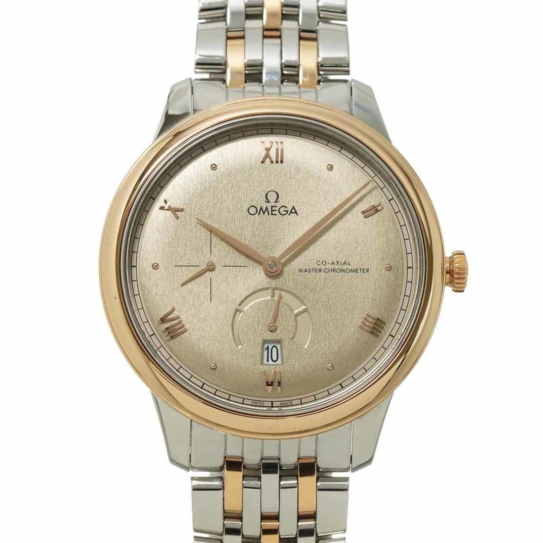 Omega De Ville Prestige Co-Axial Combination 434 20 41 21 09 001 Men's Watch Date Linen Color 18KPG: --- Catalog ---Category: SizeWrist Size: 20cm / 7.87''Case Diameter: 41mm / 1.61''Category: DesignType: WristwatchGender: MenMaterial (Band): Pink gold (18K), Stainless steelMaterial (Case): Pink gold