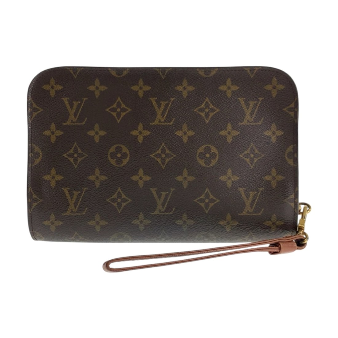 LOUIS VUITTON Louis Vuitton Monogram Orsay Brown Gold Hardware Leather M51790 Clutch Bag Second (1 of 10)