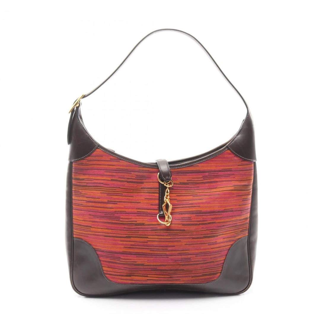 Hermes Trim 35 Shoulder Bag/Handbag, Calfskin (Cowhide), Vibrato Pattern, Women's, Brown/Multicolor: --- Catalog ---Category: SizeSize (HxWxD): 26.5cm x 34cm x 7.5cm / 10.43'' x 13.38'' x 2.95''Category: DesignType: Handbag, Shoulder bagColor: Brown, Multi-colorGender: WomenMaterial: Leather , Vibrat