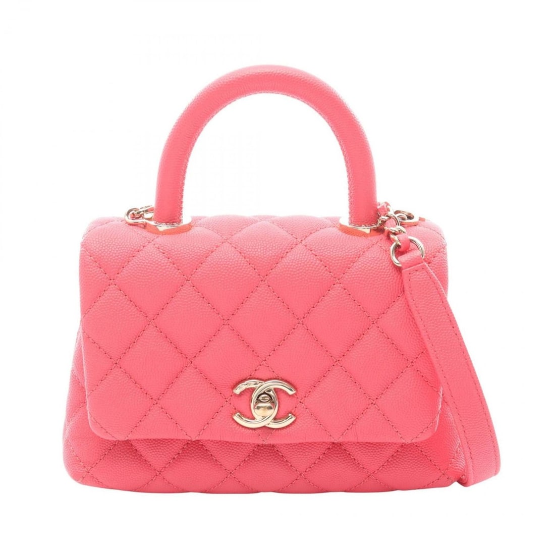 Chanel Coco Handle XXS Top Handbag, Calfskin Leather, Women's, Pink: --- Catalog ---Category: SizeSize (HxWxD): 12cm x 18.5cm x 8.5cm / 4.72'' x 7.28'' x 3.34''Category: DesignType: HandbagColor: PinkGender: WomenMaterial: Leather Leather/Fur Type: CalfskinCategory: Ge