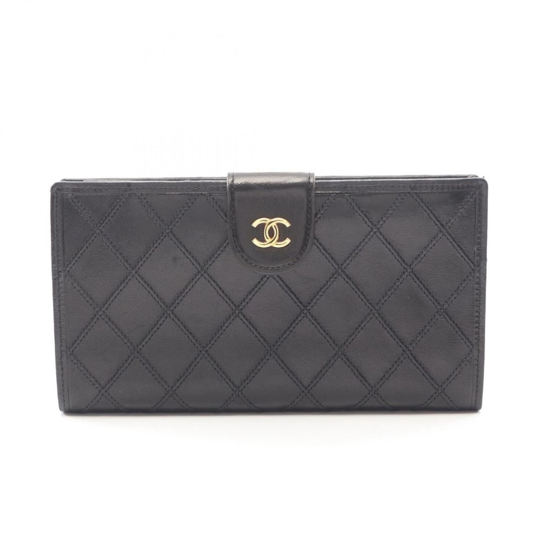 Chanel Bicolore Bi-fold Long Wallet, Lambskin Leather, Women's, Black (1 of 20)