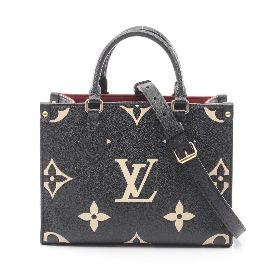 Louis Vuitton OnTheGo PM Bicolor Handbag, Leather, Monogram Empreinte, Women's, Black/Beige, M45659 (1 of 10)