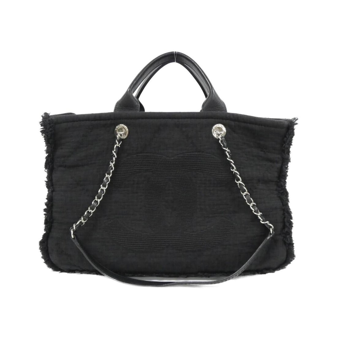 Chanel 57180 handbag: --- Catalog ---Category: SizeSize (HxWxD): 25cm x 37cm x 15cm / 9.84'' x 14.56'' x 5.9''Category: DesignType: HandbagColor: BlackGender: WomenMaterial: Canvas Hardware Color: SilverCategory: