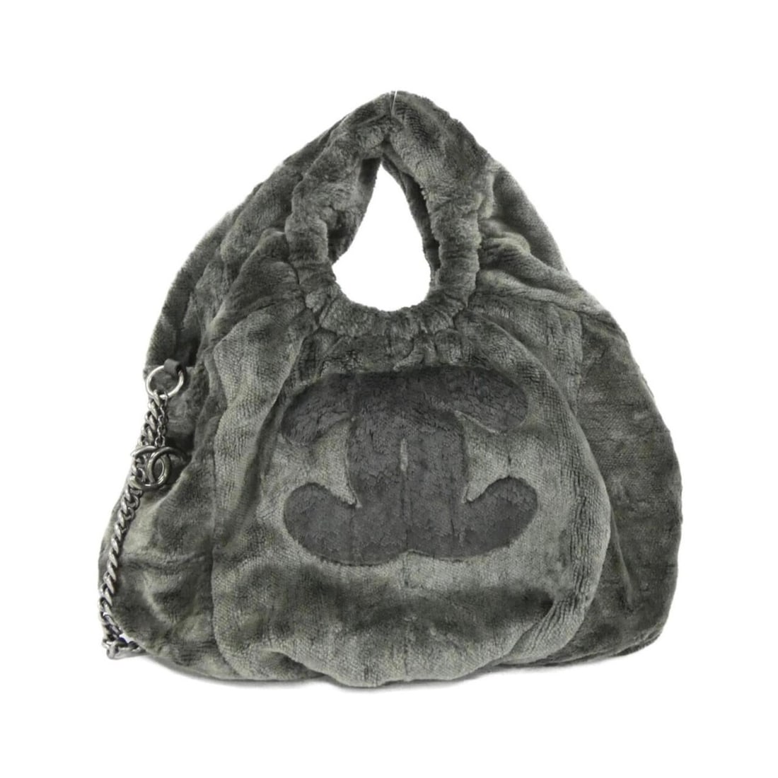 Chanel handbag: --- Catalog ---Category: SizeSize (HxWxD): 27cm x 33cm x 10cm / 10.62'' x 12.99'' x 3.93''Category: DesignType: HandbagColor: GrayGender: WomenMaterial: Pile fabric , Leather Leather/Fur Type: