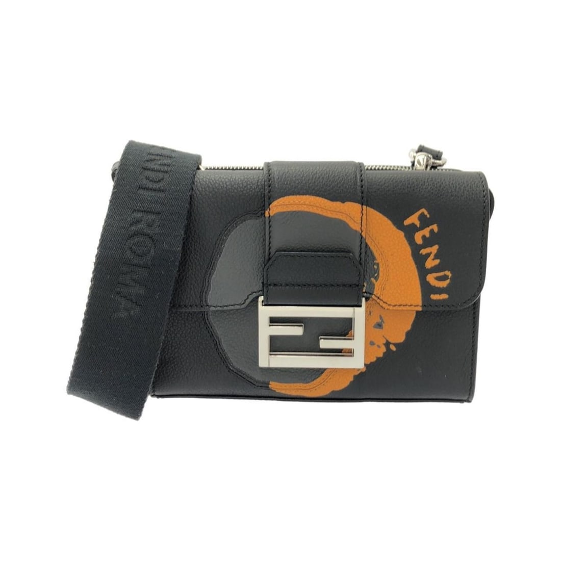 Fendi Double Baguette 7VA649 AVVD Shoulder Bag: --- Catalog ---Category: SizeSize (HxWxD): 13cm x 19cm x 8cm / 5.11'' x 7.48'' x 3.14''Category: DesignType: Shoulder bagColor: Black, SilverGender: WomenMaterial: Leather Hardware Color: