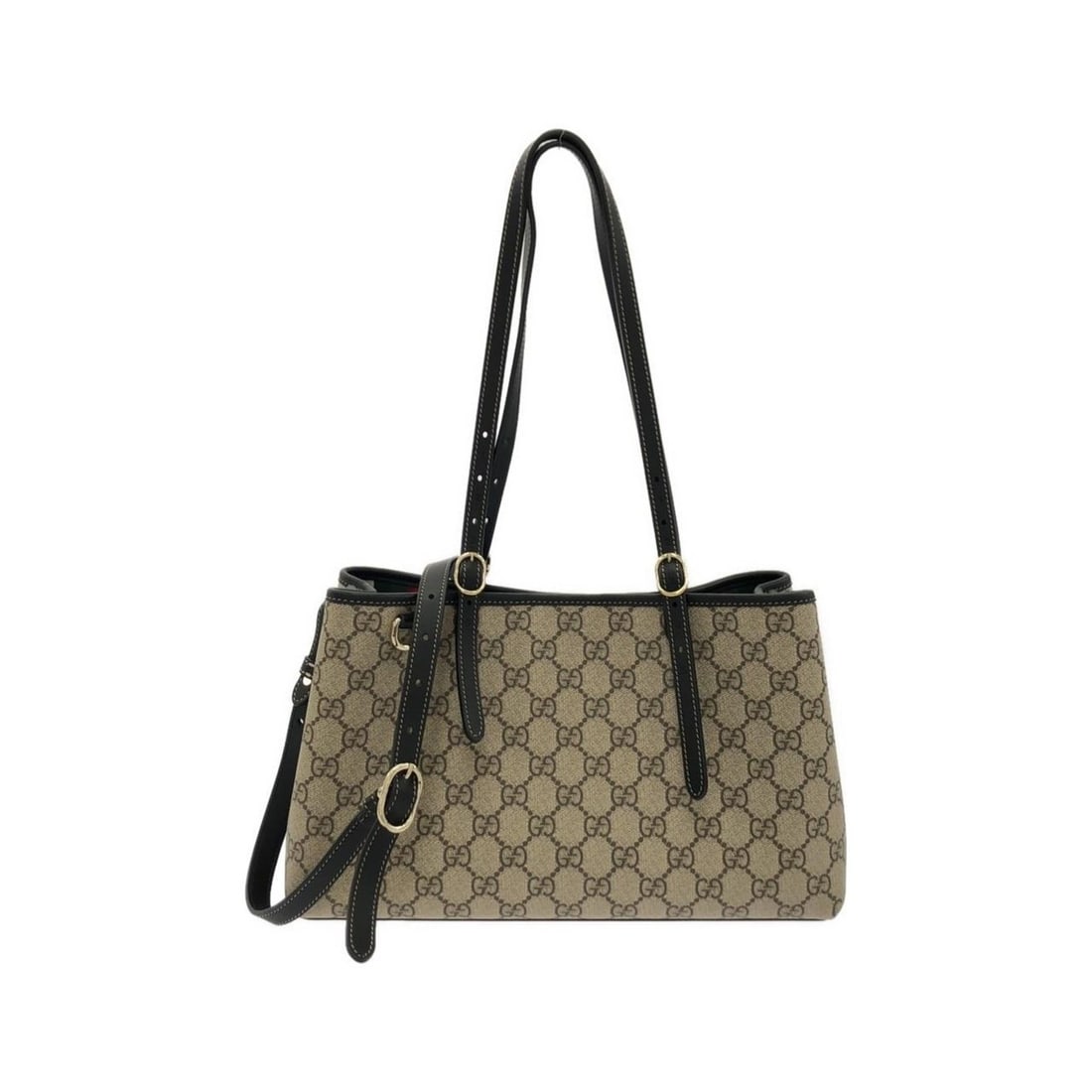 Gucci GG EMBLEM 815214 FAD6L Handbag: --- Catalog ---Category: SizeSize (HxWxD): 18cm x 31cm x 11cm / 7.08'' x 12.2'' x 4.33''Category: DesignType: HandbagColor: Beige, BlackGender: Men,WomenMaterial: Coated canvas , Leather Hardware