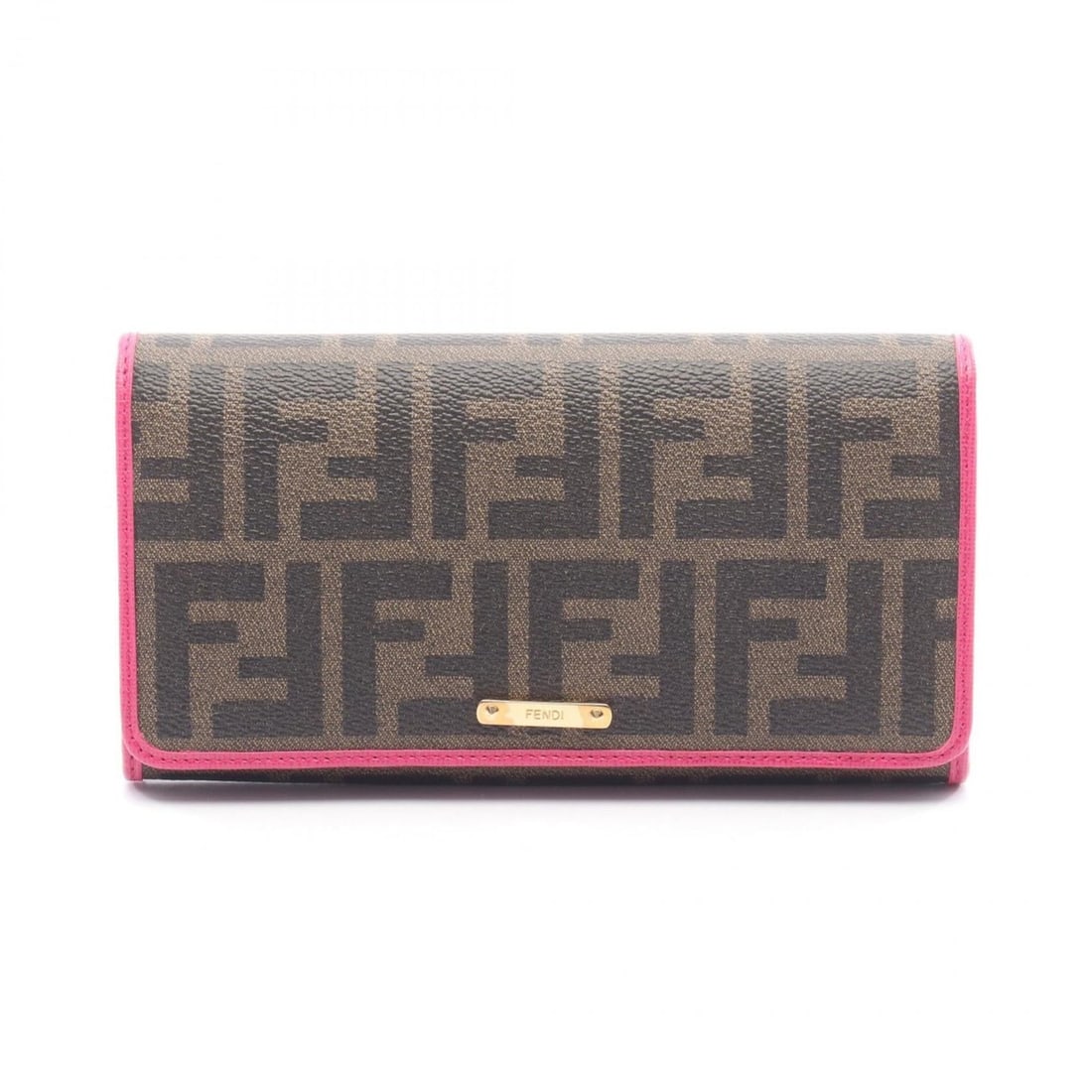 Fendi Zucca Bi-fold Long Wallet, Leather and Coated Canvas, Women's, Brown, Black, Pink, 8M0298: --- Catalog ---Category: SizeSize (HxWxD): 10cm x 19cm x 3cm / 3.93'' x 7.48'' x 1.18''Category: DesignType: Long wallet (bi-fold)Color: Black, Brown, PinkGender: WomenMaterial: Leather , PVC