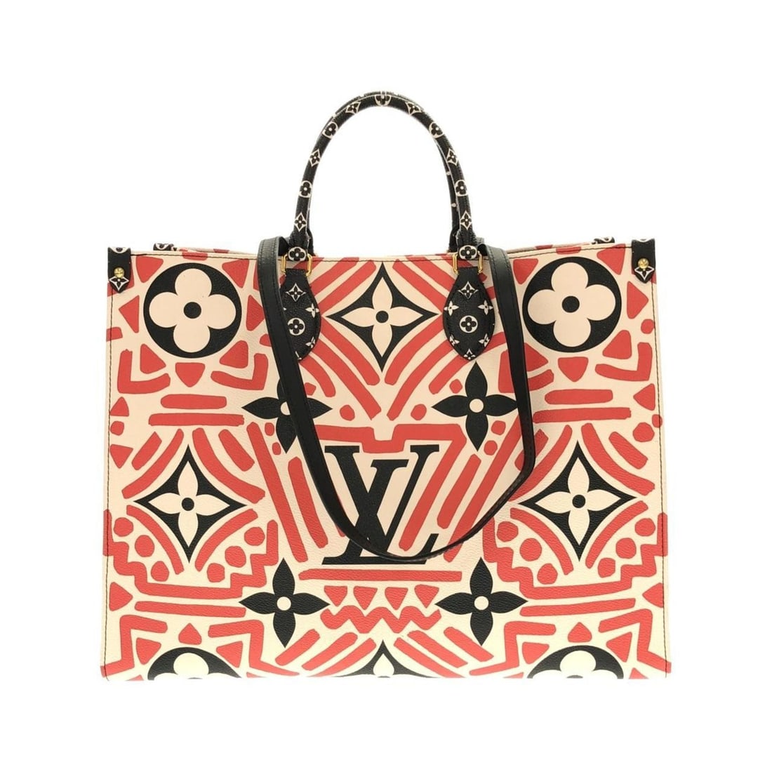 Louis Vuitton LV Crafty OnTheGo GM M45358 Handbag: --- Catalog ---Category: SizeSize (HxWxD): 31.5cm x 41.5cm x 17cm / 12.4'' x 16.33'' x 6.69''Category: DesignType: HandbagColor: Cream, RougeGender: Women,MenMaterial: Coated canvas Hardware Color: