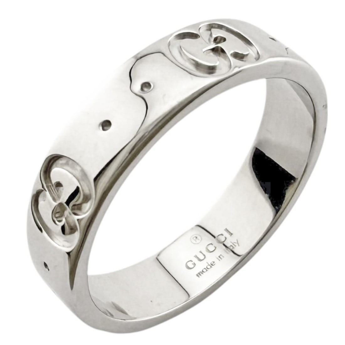 Gucci Icon Ring, 18k Gold, Women's, Pre-owned.: --- Catalog ---Category: SizeJP Size: 7US Size: 4Category: DesignType: Band ringColor: SilverGender: Men,WomenMaterial: White gold (18K)Category: GeneralBrand: GucciCountry of Origin: Italy--- Item Li