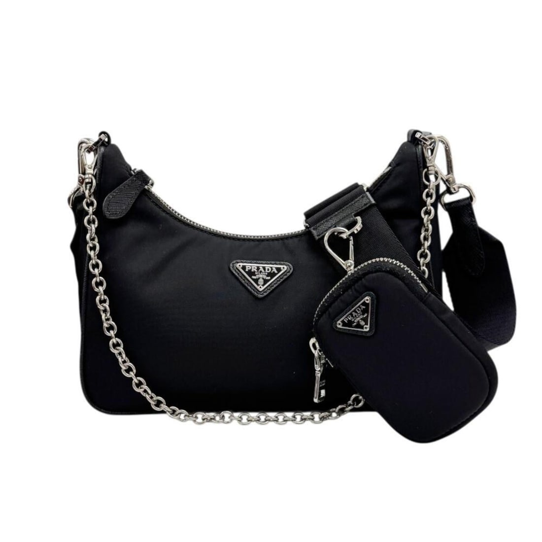 PRADA 1BH204 Re Edition 2005 Nylon Handbag, Embroidered Drill, DRILL RIAMO FI Chain Shoulder Bag, (1 of 13)