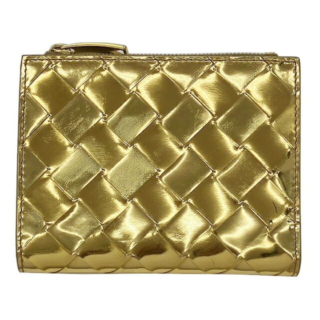 BOTTEGA VENETA Intrecciato Bi-fold Wallet, Gold Leather, Men's/Women's (1 of 15)